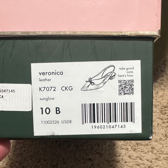 NEW WITH BOX Kate Spade Yellow Perforated Slingback Heels - Picture 13 of 15